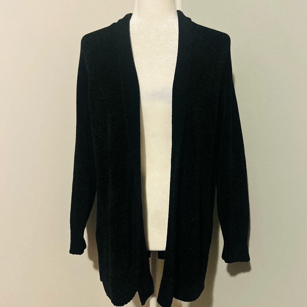 Loft Women's Black Chenille Open Cardigan Sweater, Size Small. - Picture 9 of 12